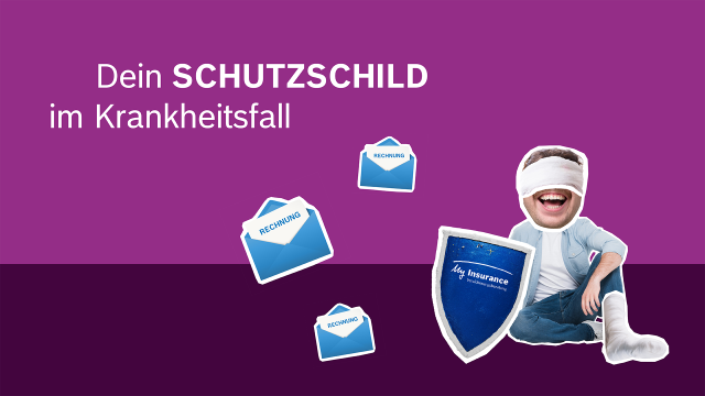 Verletzter Mann auf dem Boden mit Schutzschild, Rechnungen um ihn herum.