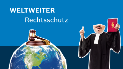 Richter neben der Weltkugel