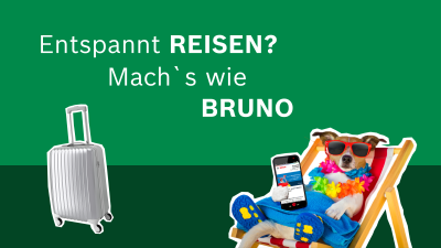 Bruno liegt in einem Liegestuhl. 